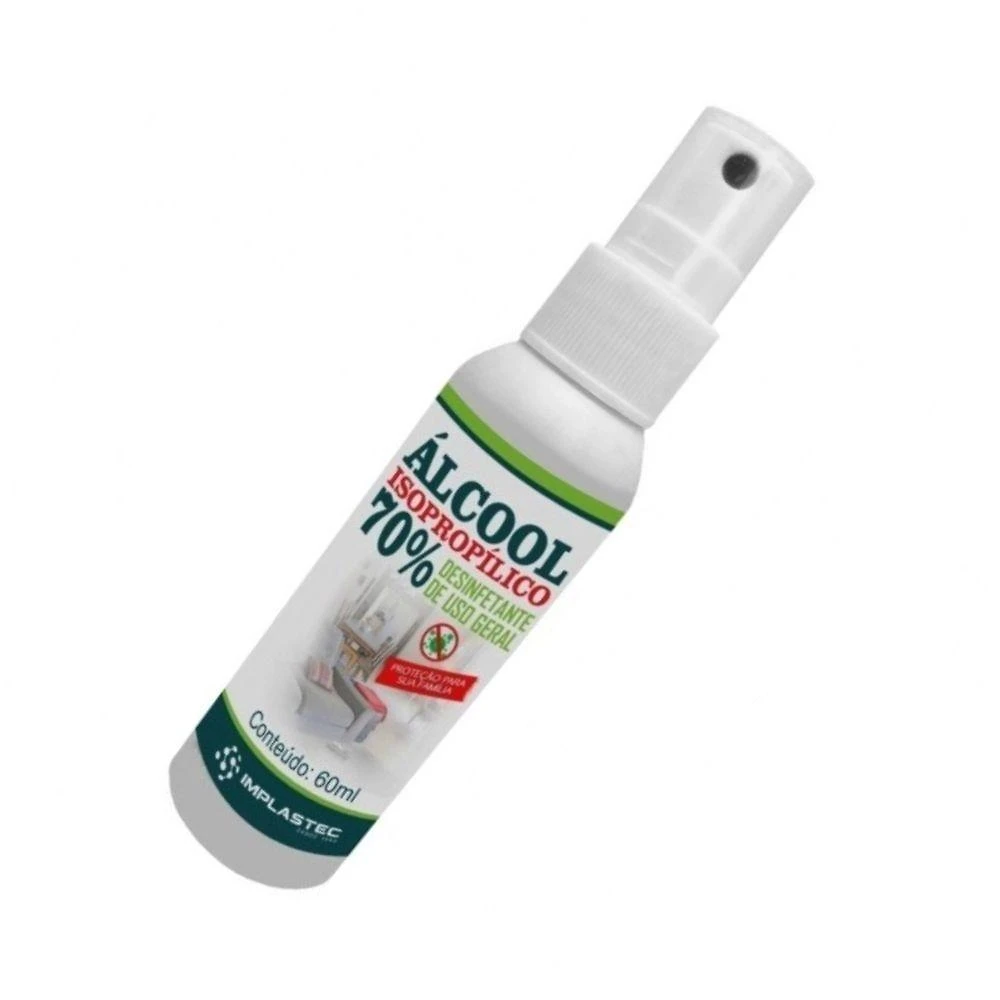 Miniatura Alcool Isopropilico 70% 60ml Implastec1 Unidade