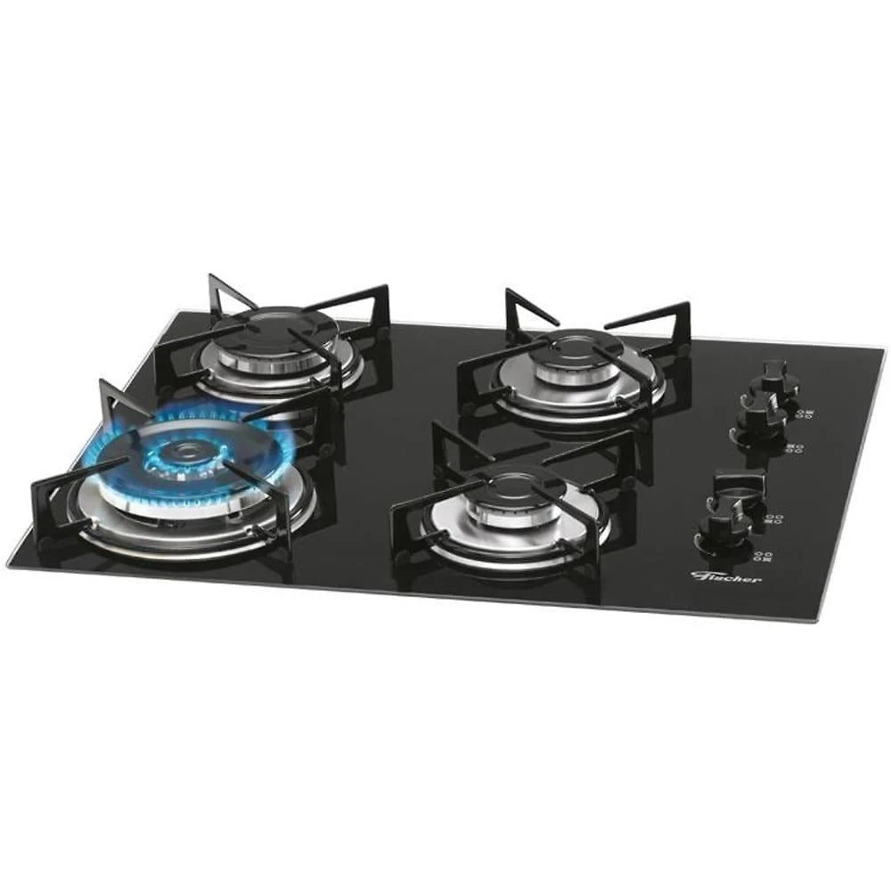 Cooktop 4 Bocas Fischer Tripla Chama, Acendimento Superautomático, Preto