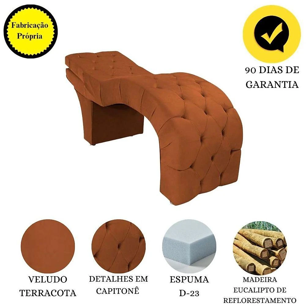 Maca Estética Estofada Reclinável Ergonômica Veludo Maraísa Cor:terracota