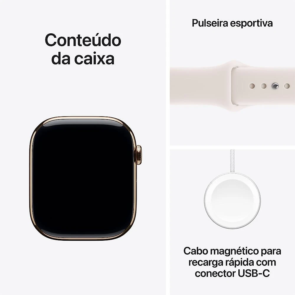 Apple Watch Series 11 GPS + Cellular - Caixa dourada de titânio – 46 mm - Pulseira esportiva blush-clara – M/G