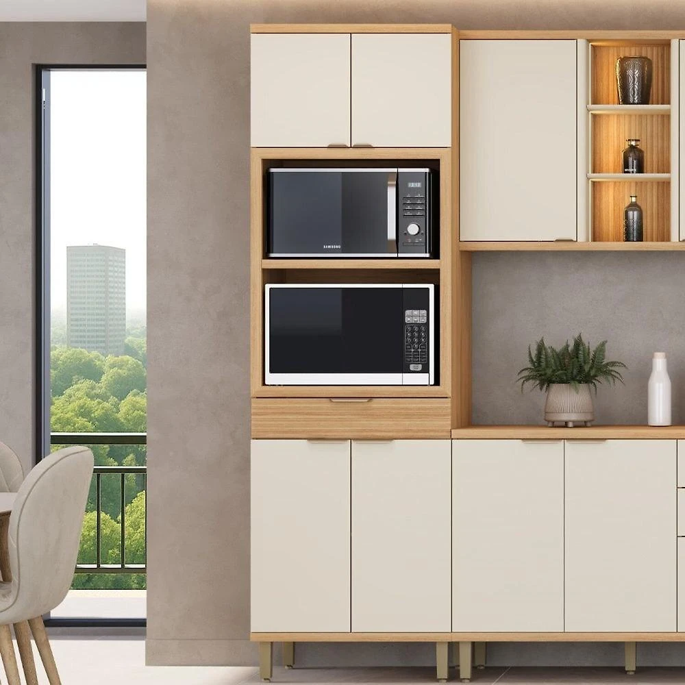 Torre Quente 4 Portas Mdf 230cmx70cm Bless Jequitibá/Off White