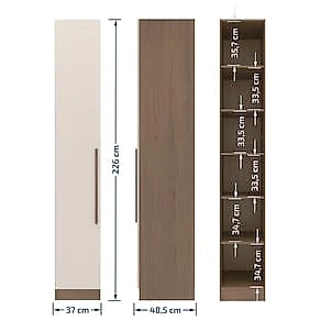 Armário Modulado Bartira Lugano com 1 Porta e 5 Prateleiras Casal – Avelã/Capuccino