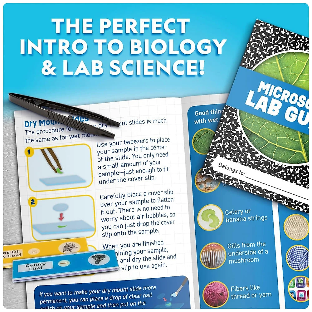 Microscópio Educativo para Crianças – Kit STEM com Aumento até 400×, Presente Criativo, National Geographic