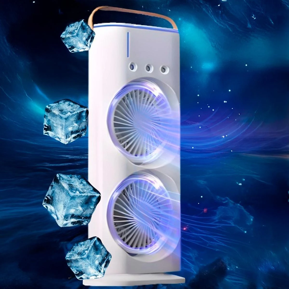 Miniatura Ventilador Torre Usb Potente Duplo Led Umidificador