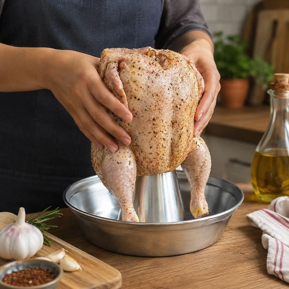 Assadeira de Frango em Alumínio com Cone Central para Aves 3L Prata Yeet
