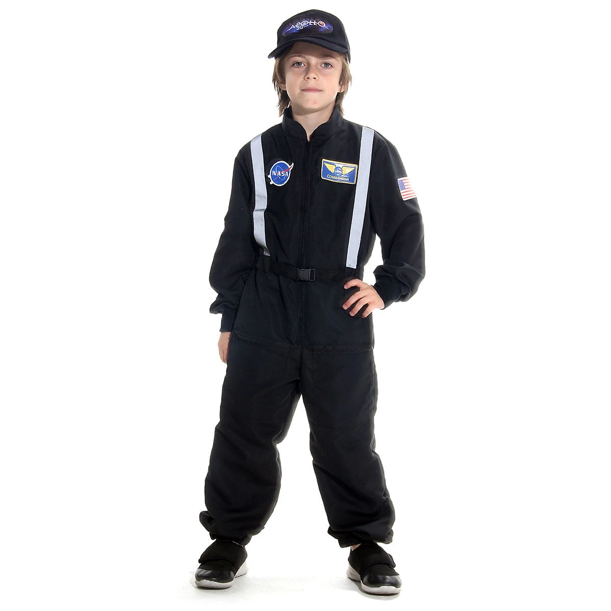 Fantasia Astronauta Preto Infantil Luxo com Boné