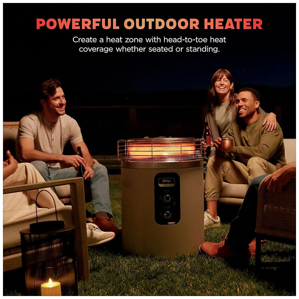 Ninja Fireside360 - Aquecedor Externo Portátil 3 Modos com Chama e Calor para Varanda, Camping e Praia