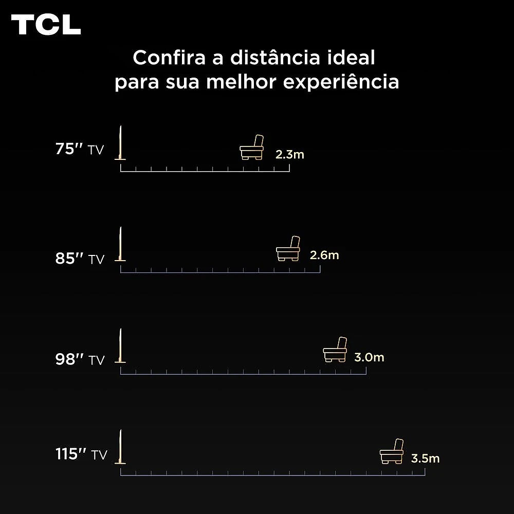 Smart TV TCL 55 AI, 4K UHD, QLED Mini LED, Android TV - 55C6K Preto - C6K - Smart TV - Bivolt