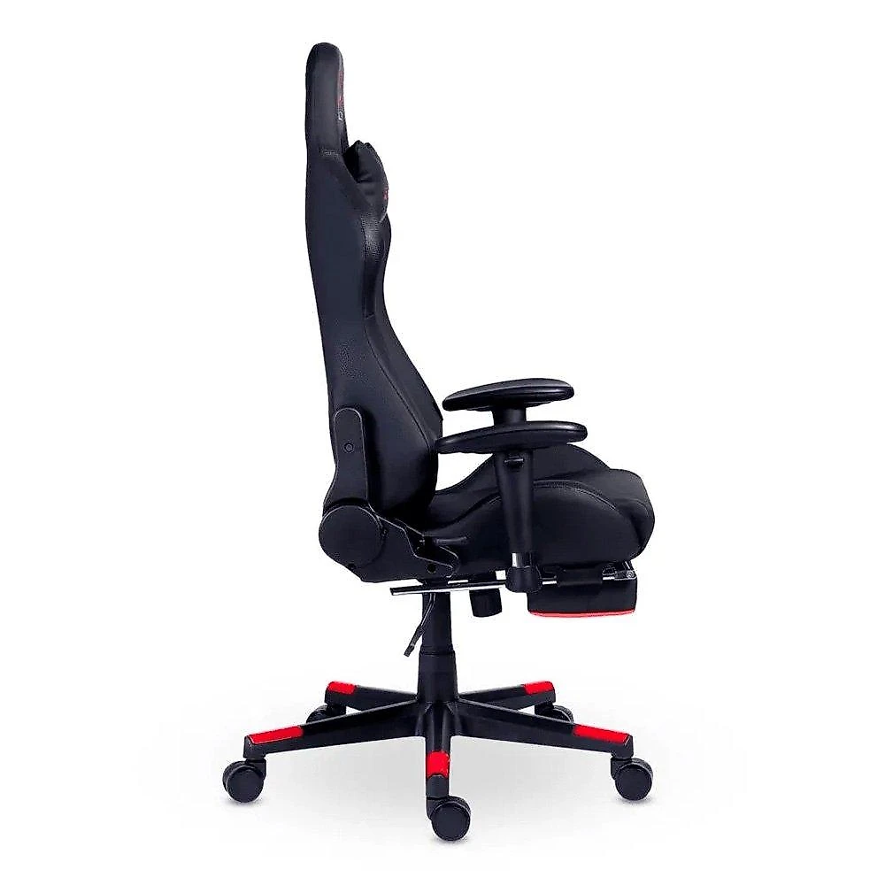 Cadeira Gamer XT Racer Attack, Até 120Kg, Reclinável, Apoio de Pés Retrátil, Cilindro de Gás Classe 4, Couro PU, Preta e Vermelha - XTR-061