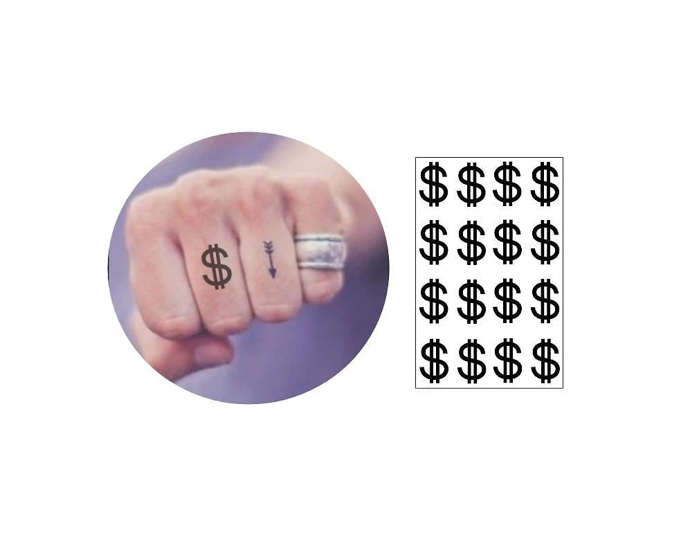 Miniatura Tatuagem Temporária Cifrão Dinheiro Estilo Ostentação