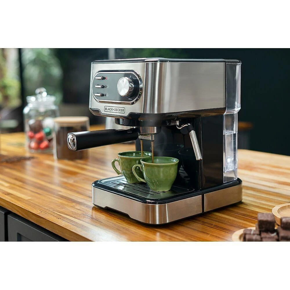 Cafeteira espresso black+decker ce1100g gourmand gris 1100w multifunções 1,5l inox 220