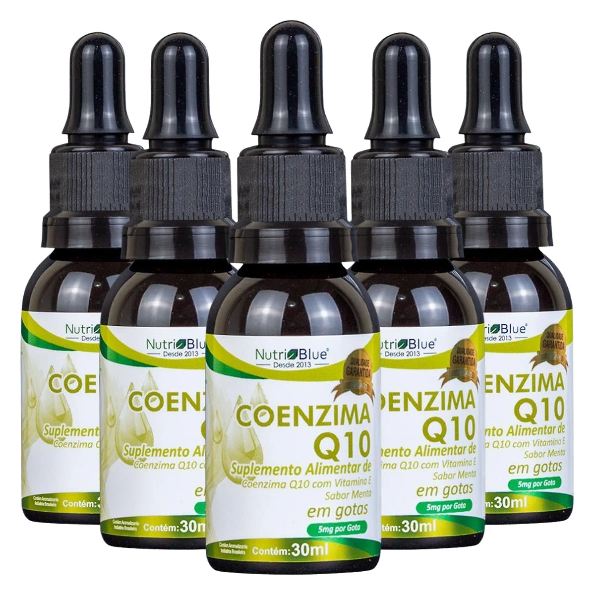 Miniatura Kit 5 Coenzima Q10 Em Gotas - Nutriblue - 5Mg Por Gota
