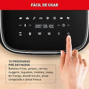 Fritadeira Elétrica Air Fryer Arno Easy Fry Extra AFP4 4L 1700W Painel Digital Preta Inox 110V