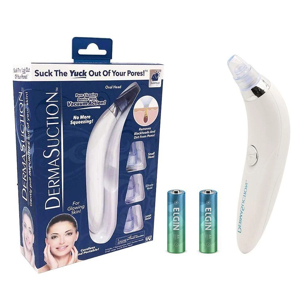 Kit 1 Aparelho Para Limpeza Facial Removedor De Cravos E Espinhas À Pilha Dermasuction + 2 Pilhas Aa