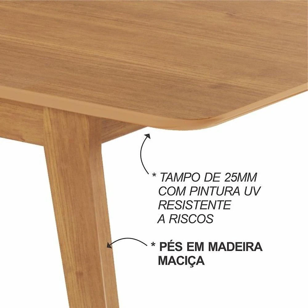 Conjunto Mesa de Reunião Retangular e 6 Cadeiras de Escritório com Rodízio Florença Espresso Móveis Cinamomo / Preto