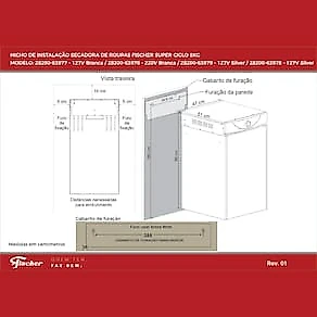 Secadora de Parede Fischer 8 kg Super Ciclo com Timer contínuo – Branca 110V
