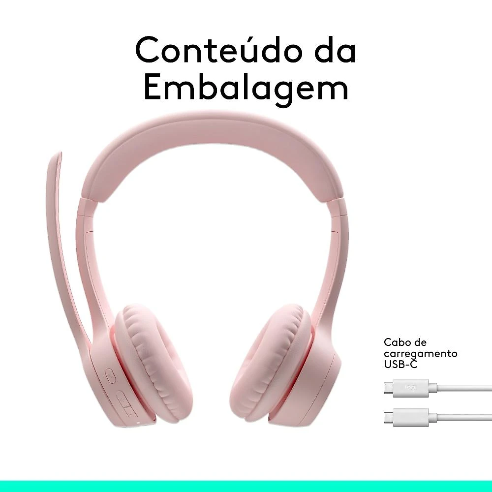 Headset Sem Fio Logitech Zone 300 - Rosa