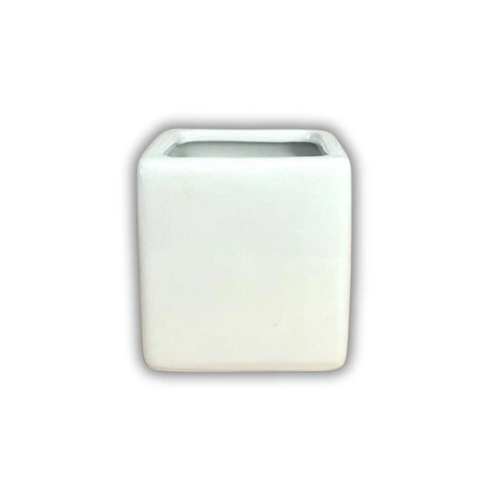 Vaso De Cerâmica Branco Decorativo - 6,5cm X 6,5cm