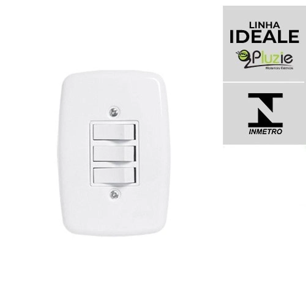 Interruptor e Tomada Pluzie Linha Ideale 10A 20A 4X2 3 Teclas Paralelas OEM