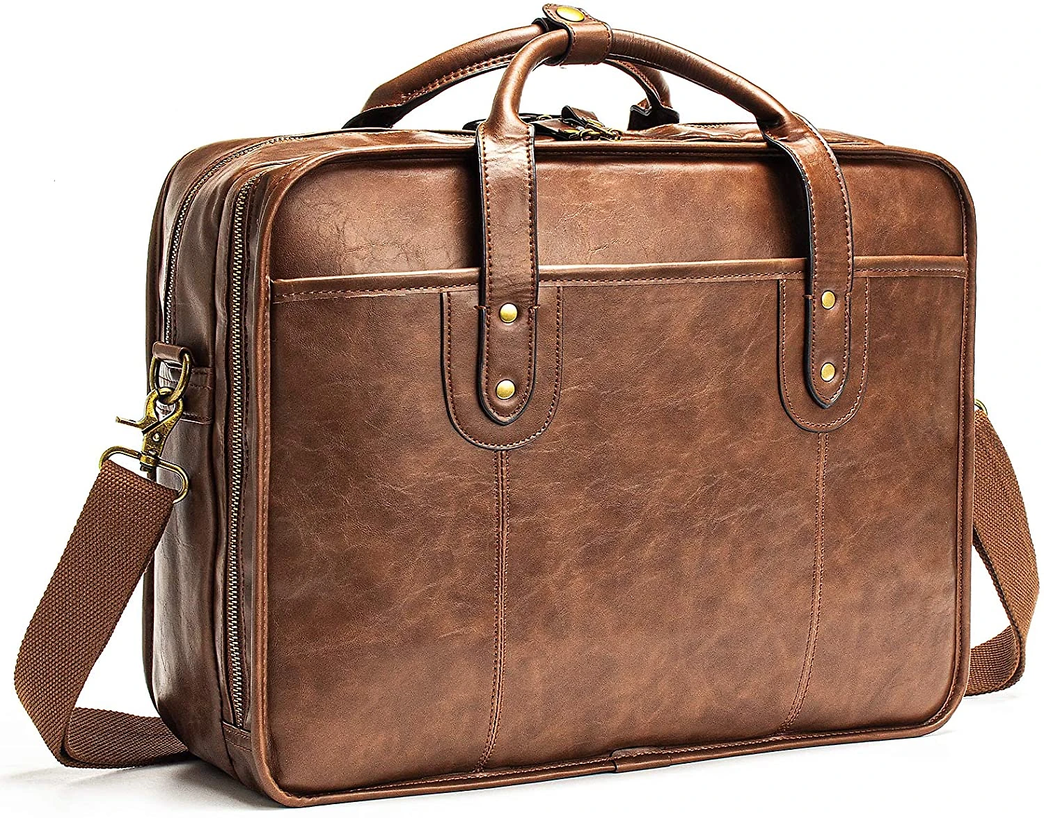 Bosidu BolsaMaleta de Couro Masculina para Laptop 40 cm