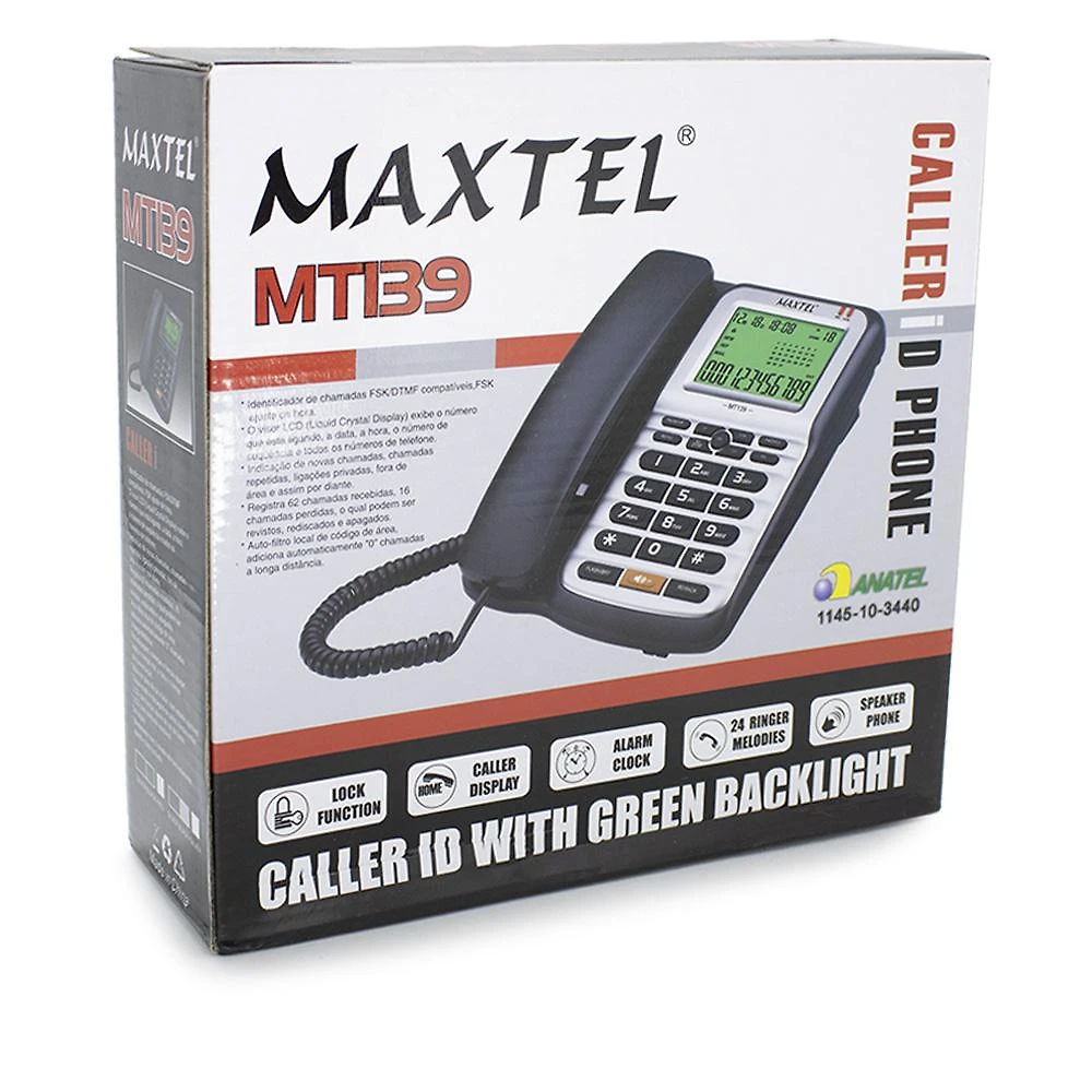 Miniatura Aparelho Telefone Com Fio Id Viva Voz Mt-139 Maxtel