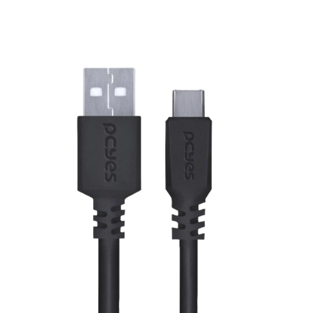 Cabo Para Celular Smartphone Usb A 2.0 Para Usb Tipo C 1 Metro Preto - Puacp-01
