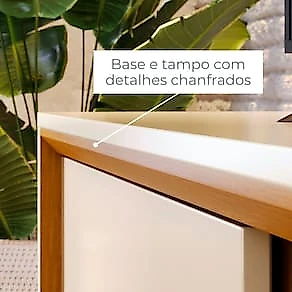 Estante Bancada Madetec Atlas 164cm Para TV até 65" 2 Portas Deslizantes Cinamono/Off White