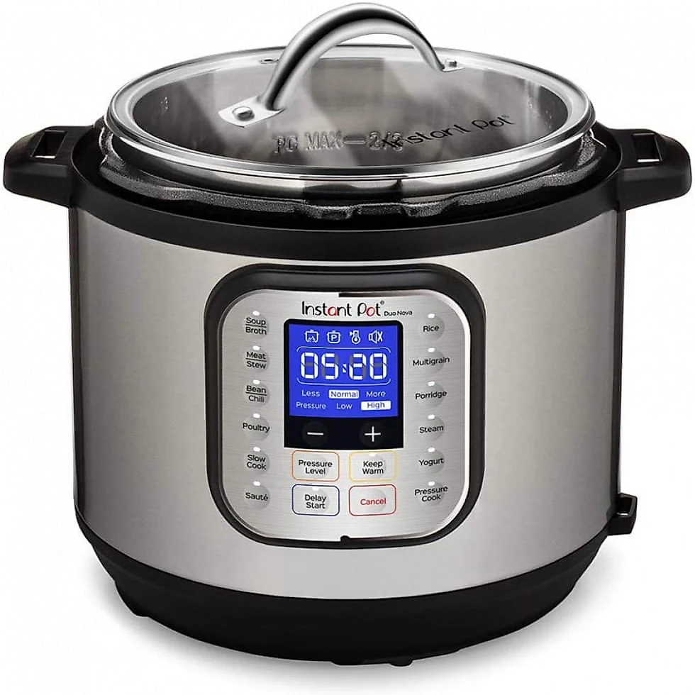Panela de Pressão Elétrica 10 em 1, 8L com Painel de LED e Tampa de Vidro, 110V, Instant Pot, Preta