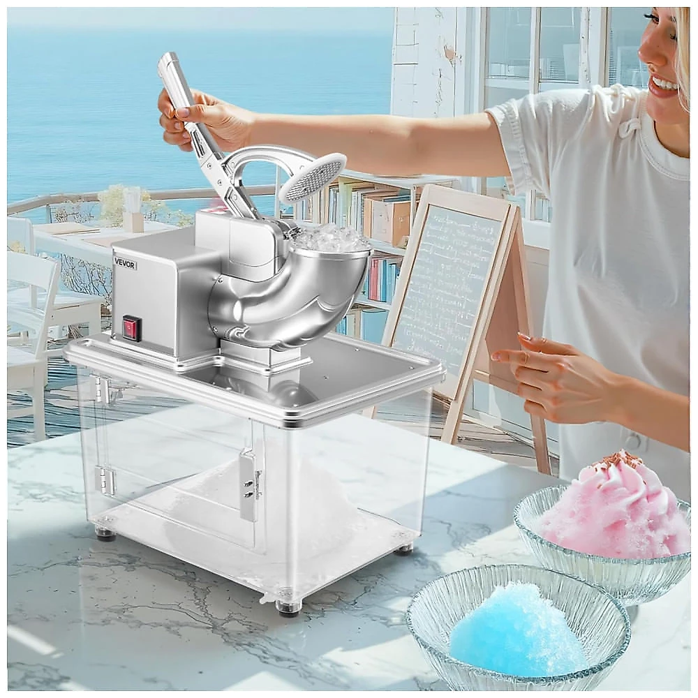 Máquina de Raspadinha Slush VEVOR WF-A108S 300 kg/h 4 Lâminas Inox Caixa 50L 110V