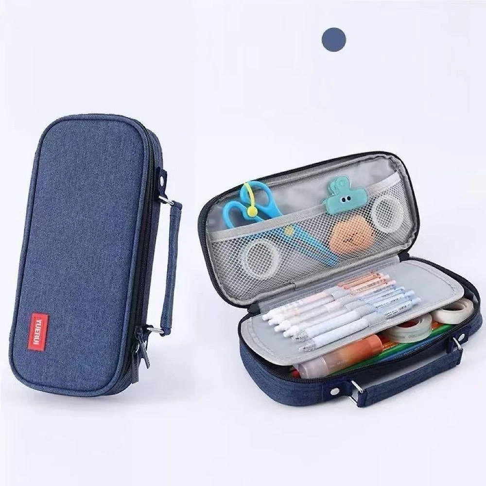 Estojo de Lápis OEM Grande Capacidade Escolar com 2 Divisórias 23.5cm X 11cm Azul