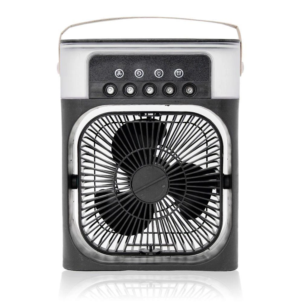 Ventilador Portátil Iluminação Umidificador Climatizador Usb De Mesa Preto
