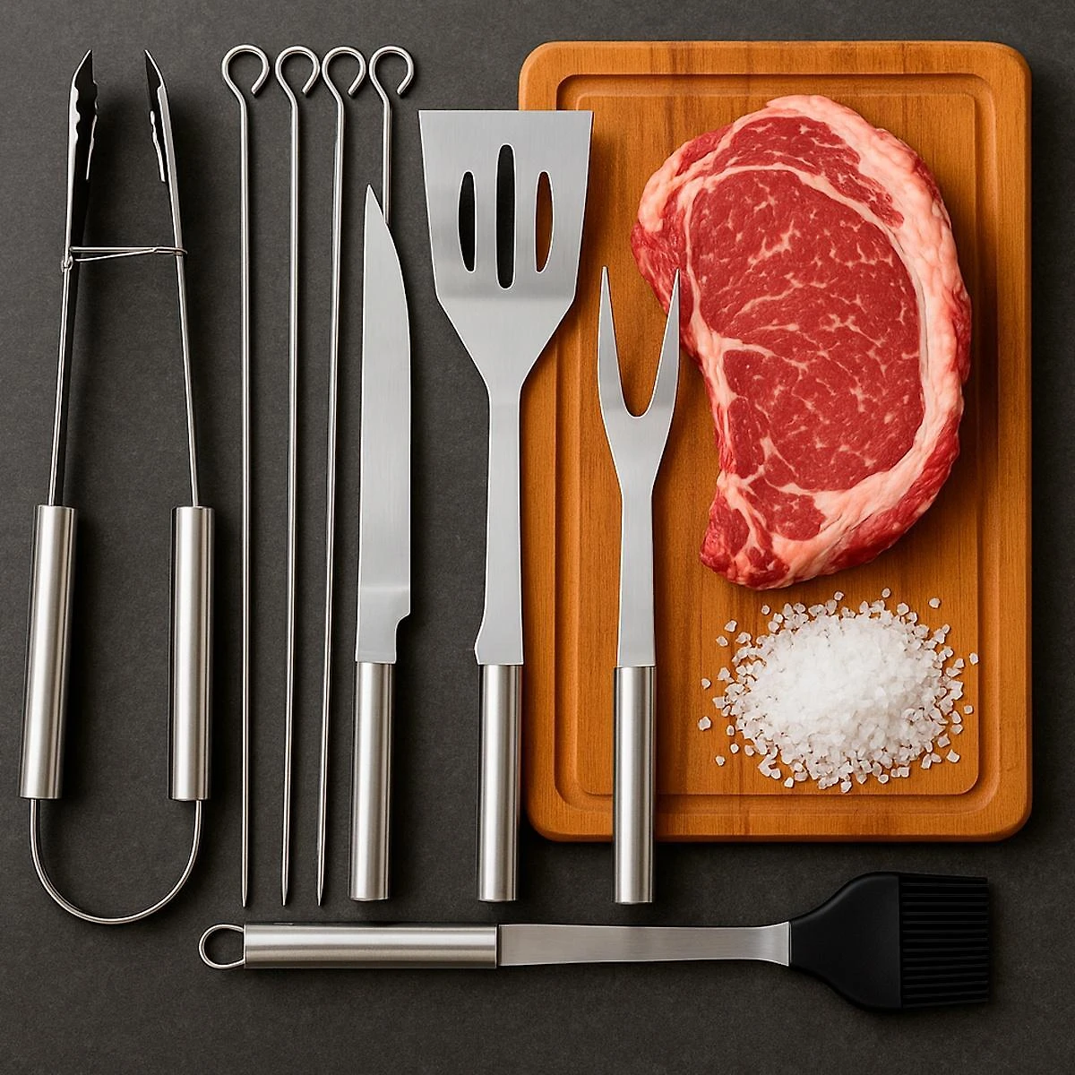 Miniatura Kit Churrasco Profissional Inox Ideal Para Presentear