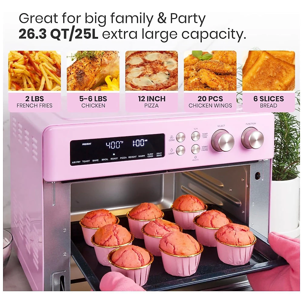 Forno de Convecção 10 em 1, 24,8L com Função Air Fryer, Livro de Receitas e Aquecimento Infravermelho, 1750W, Val Cuc... 110v