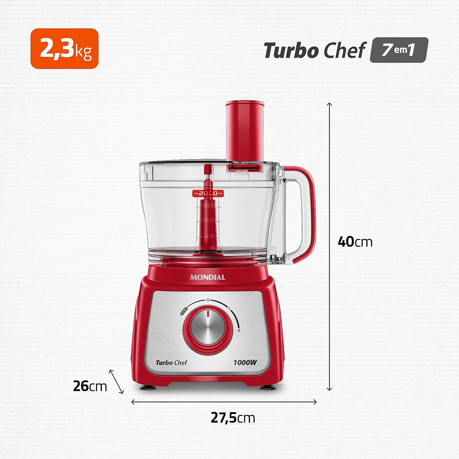 Multiprocessador Turbo Chef 7 em 1 Mondial MPN-01-RE MULTIPROCESSADOR MPN-01-RE 127V/60HZ .