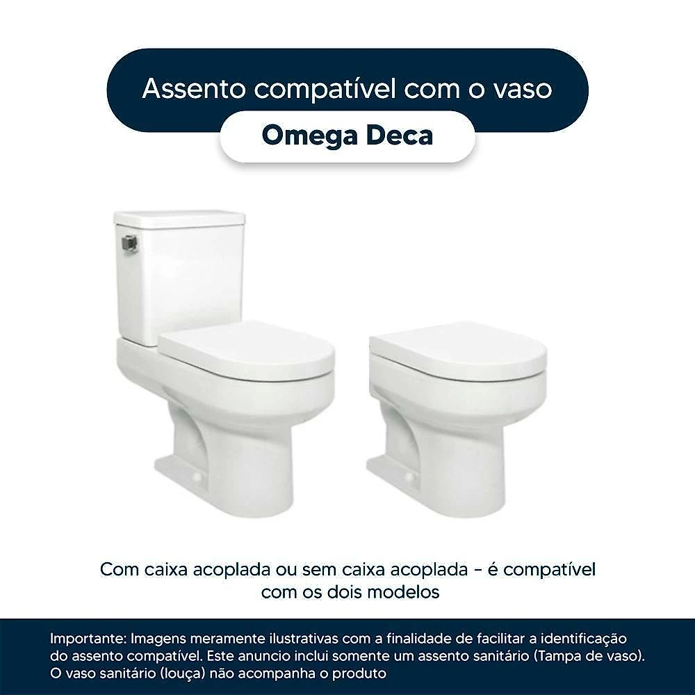 Assento Sanitário Com Amortecedor Omega Cinza Real Para Vaso Deca