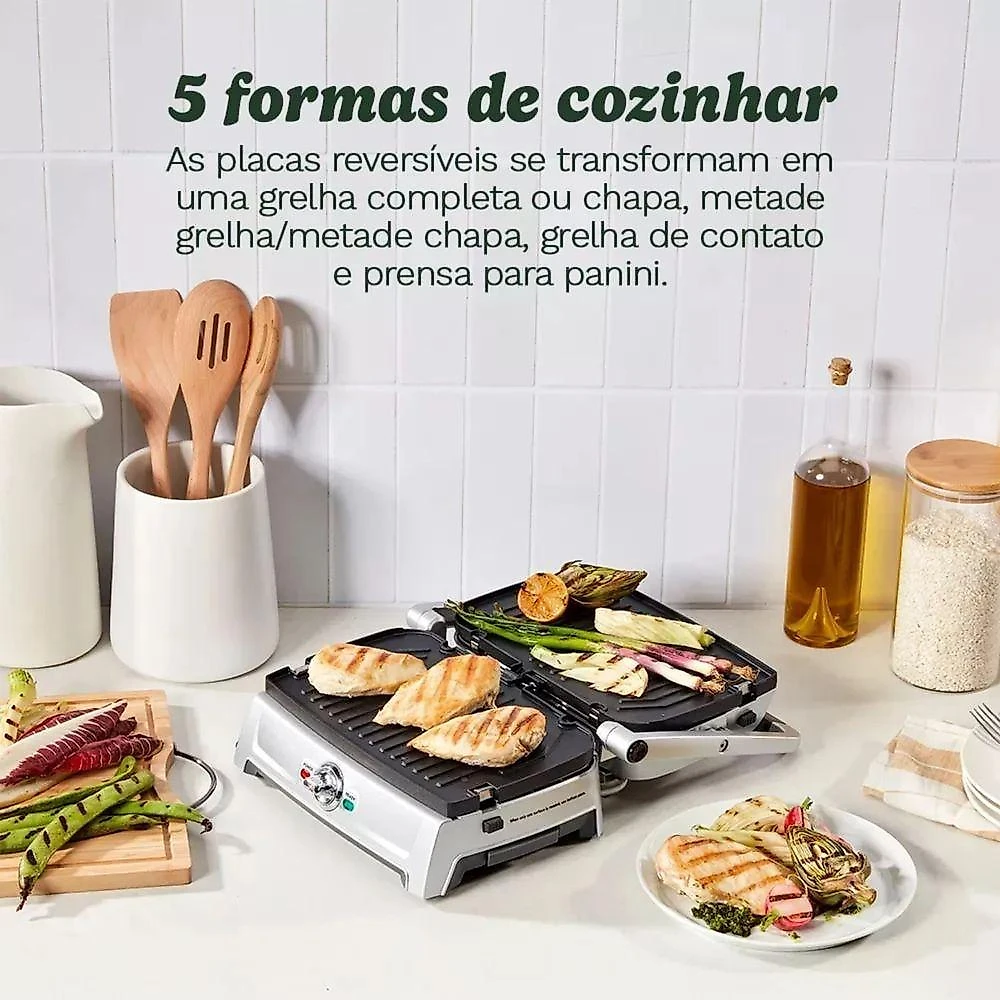 Grill Cuisinart Sanduicheira e Grill Compacto Inox 5 em 1 Prata 220V webcontinental-86279240576
