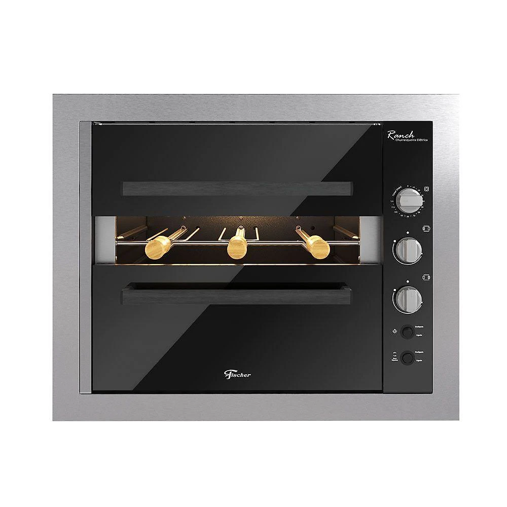 Churrasqueira Elétrica de Embutir Ranch 3 Espetos Rotativos Inox 220V Fischer