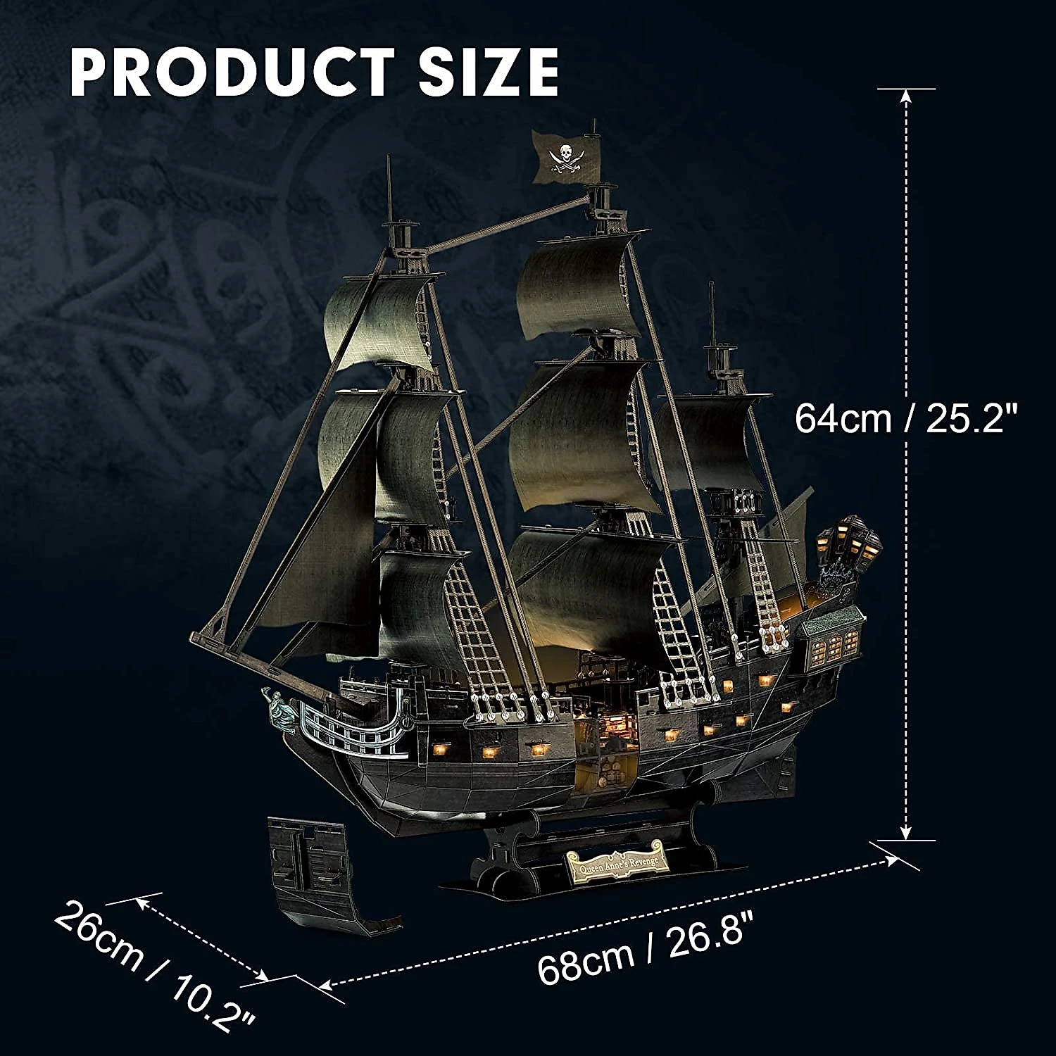 CubicFun Quebra Cabeças 3D Navio Pirata com Led para Crianças e Adultos 293 Peças