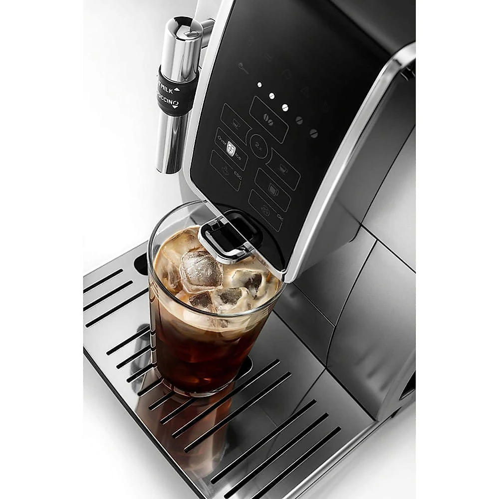 DeLonghi Dinamica Automatic Coffee e Espresso Machine TrueBrew IcedCoffee Burr Grinder Premium Adjustable Frother Descaler Cleaning Brush e Bean Icecube Tray Stainless Steel ECAM35025SB