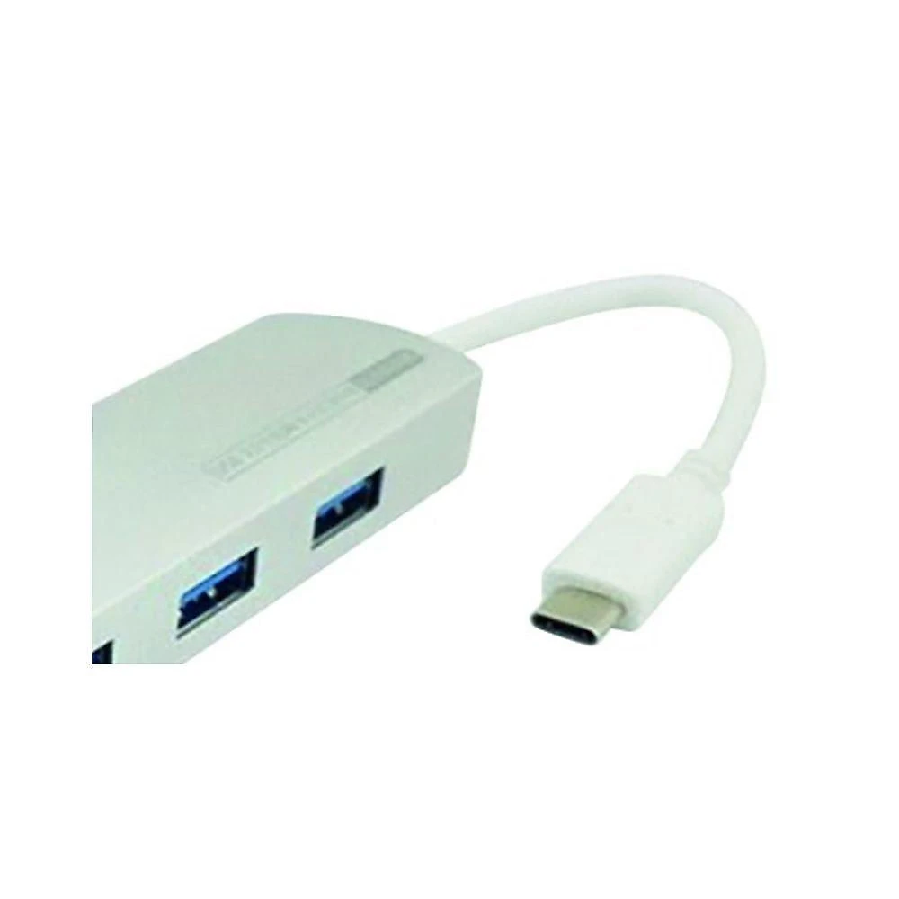 Cabo Adaptador USB C Macho 3 USB 3.0 e RJ45 Rede Branco NWT