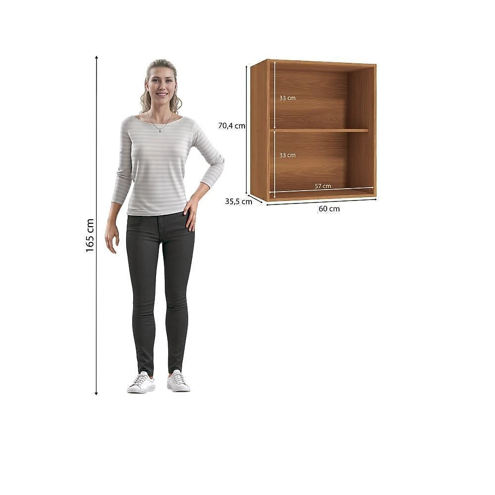 Armário Aéreo Kappesberg Pixel 1 Porta Canela/cinza Sagrado 60cm