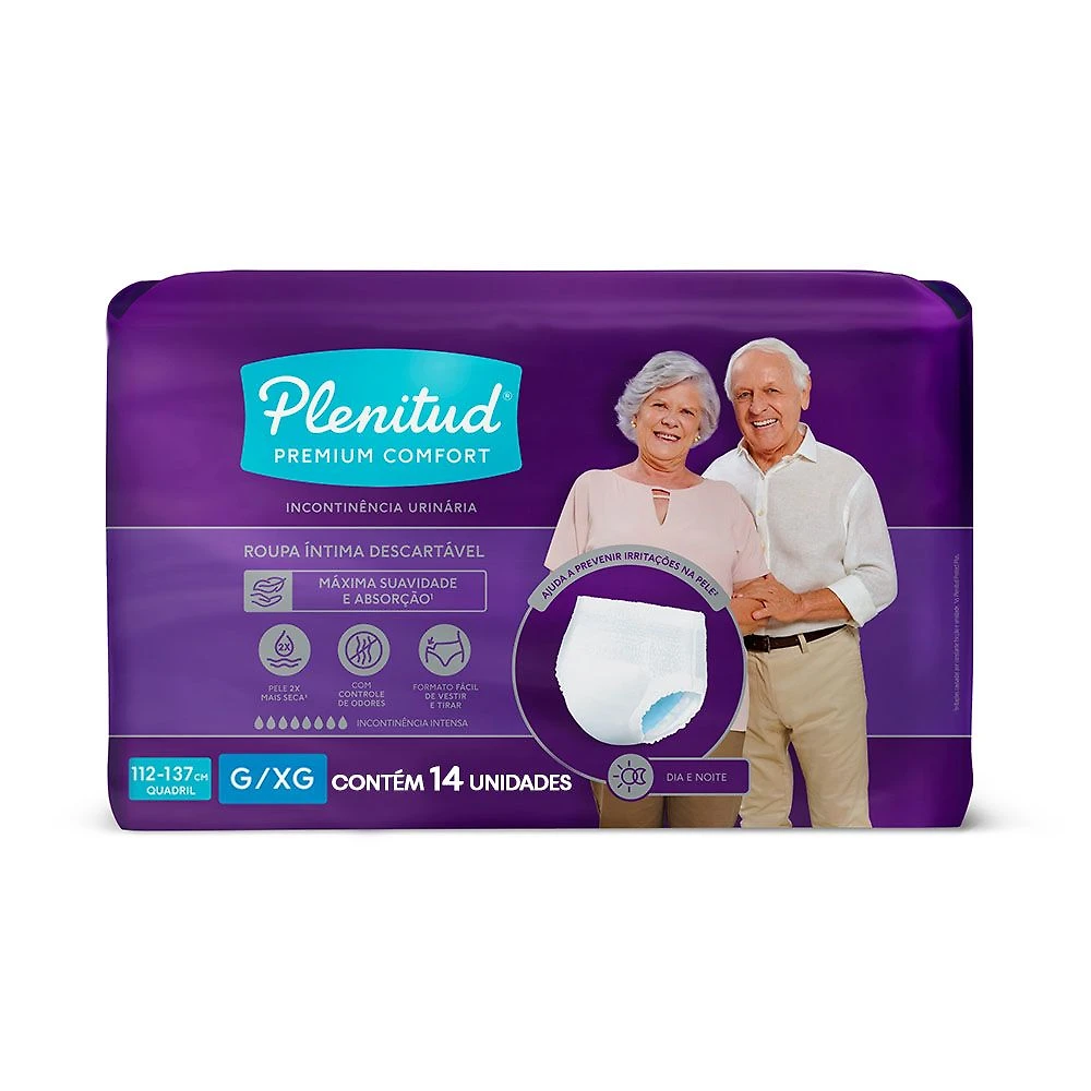 Roupa Íntima Plenitud Premium Comfort Unissex Tamanho G/XG 14 Unidades