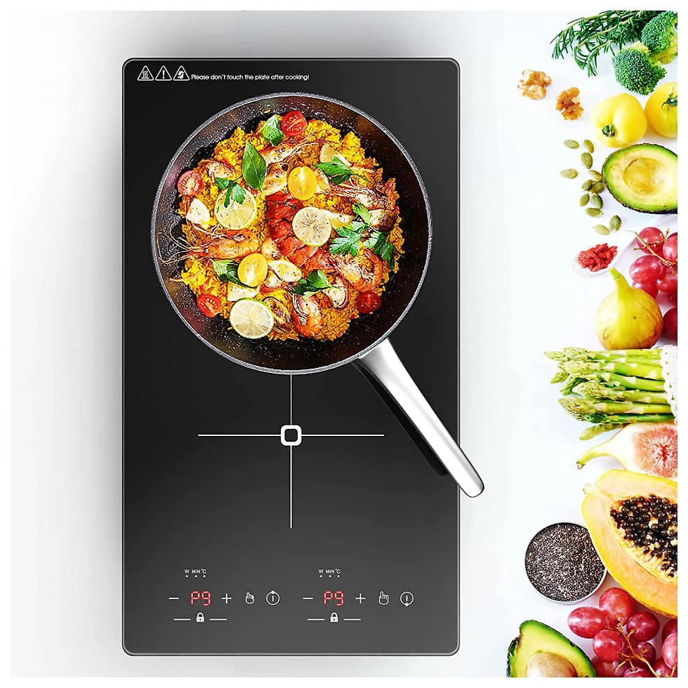 Cooktop de indução dupla VBGK, Cooktop de indução portátil de 12 polegadas com queimador de indução, com tela de toque ...