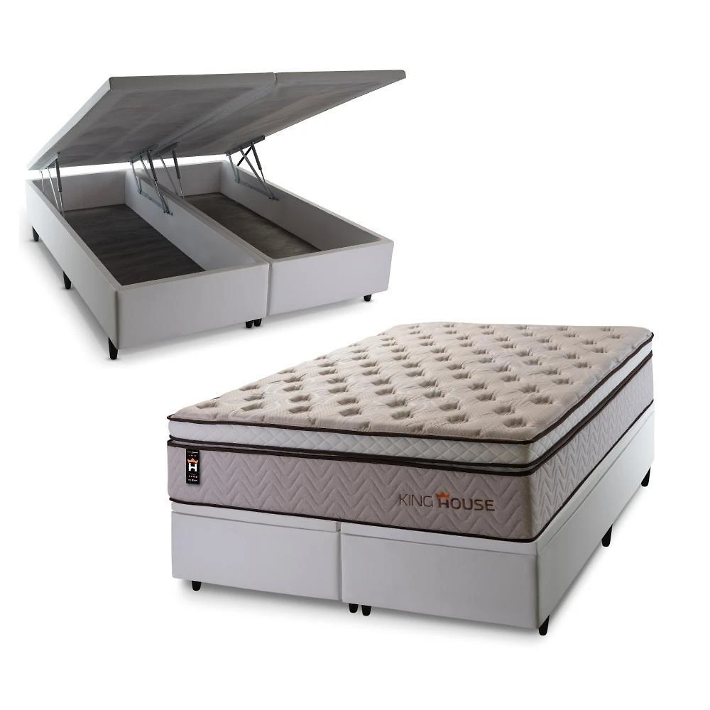 Cama Box Baú Liverpool C/ Molas Ensacadas 193x203 King House