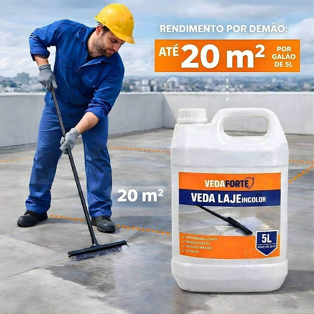 Impermeabilizante Vedalaje Líquido Incolor Acrílico Anti Mofo com Nanotecnologia Vedaforte 5L