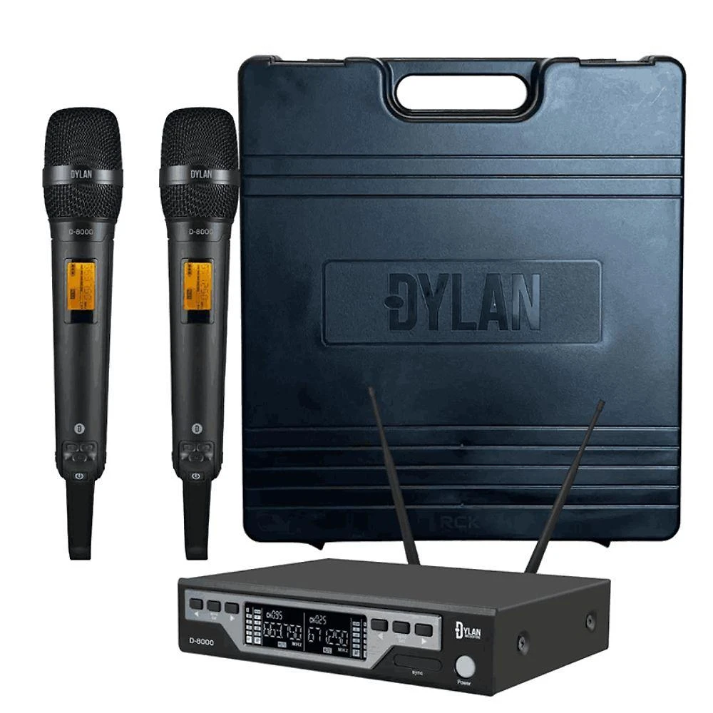 Microfone sem Fio D-8000S para Voz com Sistema Duplo UHF e Bastão em Alumínio Dylan