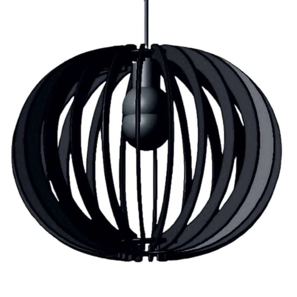 Luminária Teto Tipo Pendente Lua Cheia Mdf - Completa Cor: Preta