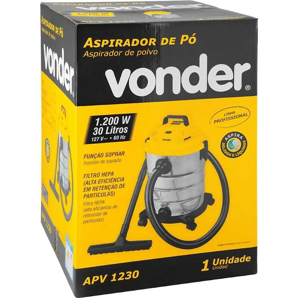 Aspirador de pó e líquidos 1200w 127v apv1230 vonder