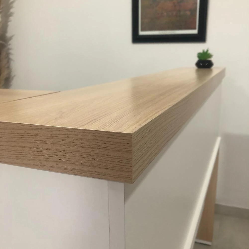 Balcão de Atendimento para Escritório/Recepção em L - Elegante e Funcional 147,7x147,7cm Balcão para Escritório Atendimento Recepção em L 147,7cm Executiva Artany Carvalho/Branco