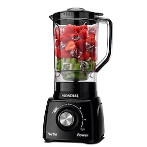 Liquidificador Mondial Turbo Power L-99 FB Copo San Cristal 3 Velocidades 550W Preto